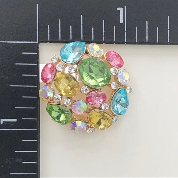 Pastel Rhinestone Clip On Earrings - Picture 3 of 4